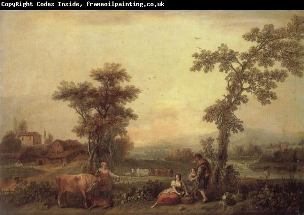 Francesco Zuccarelli Landscape with a Woman Leading a Cow